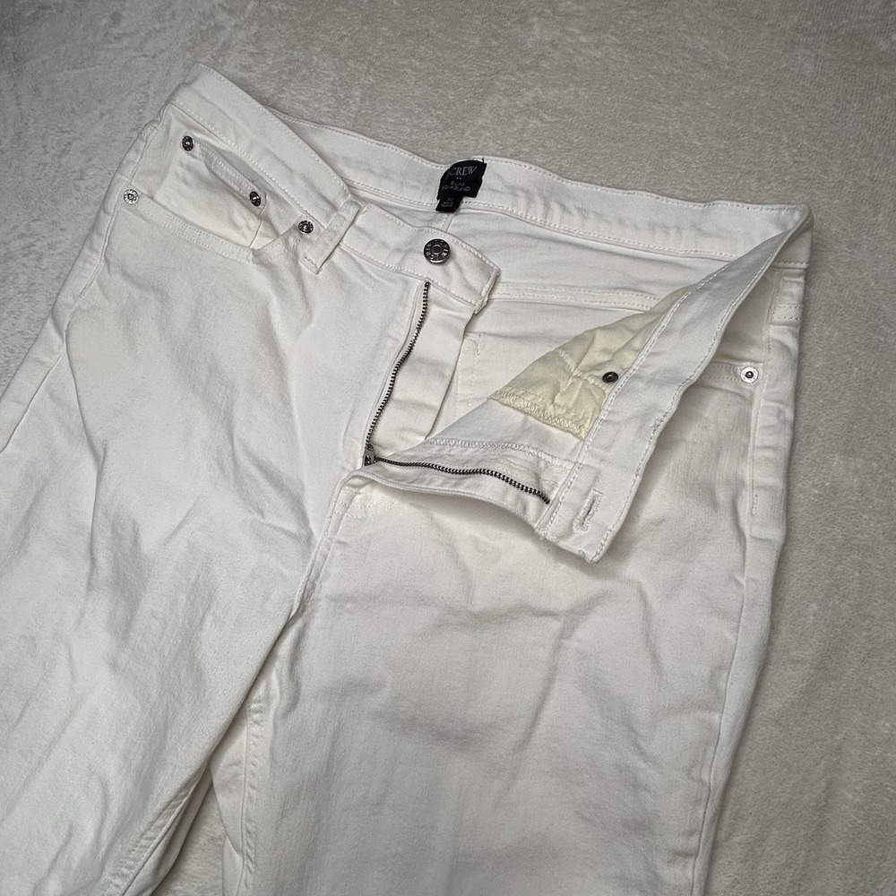 J Crew Women's Size 32 White Denim Stretch Slim Boyfriend High Rise Jeans